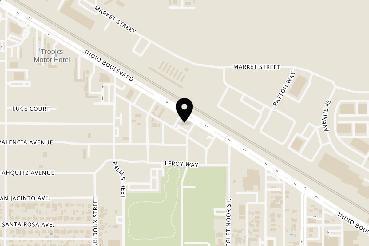 Map showing the location of KimKey Shrimp Seafood Boil Indio on 82485 Indio Blvd in Indio