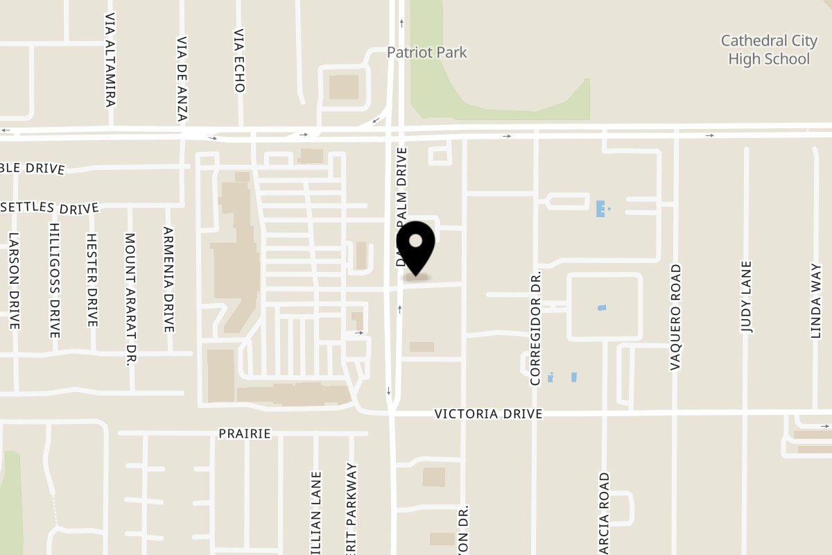 Map showing the location of KimKey Shrimp Seafood Boil Cathedral City on 34272 Date Palm Dr in Cathedral City